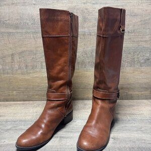 Bandolino Codi Cognac Leather Riding Boots Women's Size 9.5